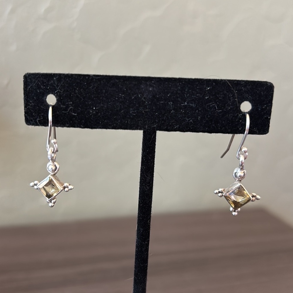 Faceted Citrine Drop Earrings‎ on Sterling Earwires NWT